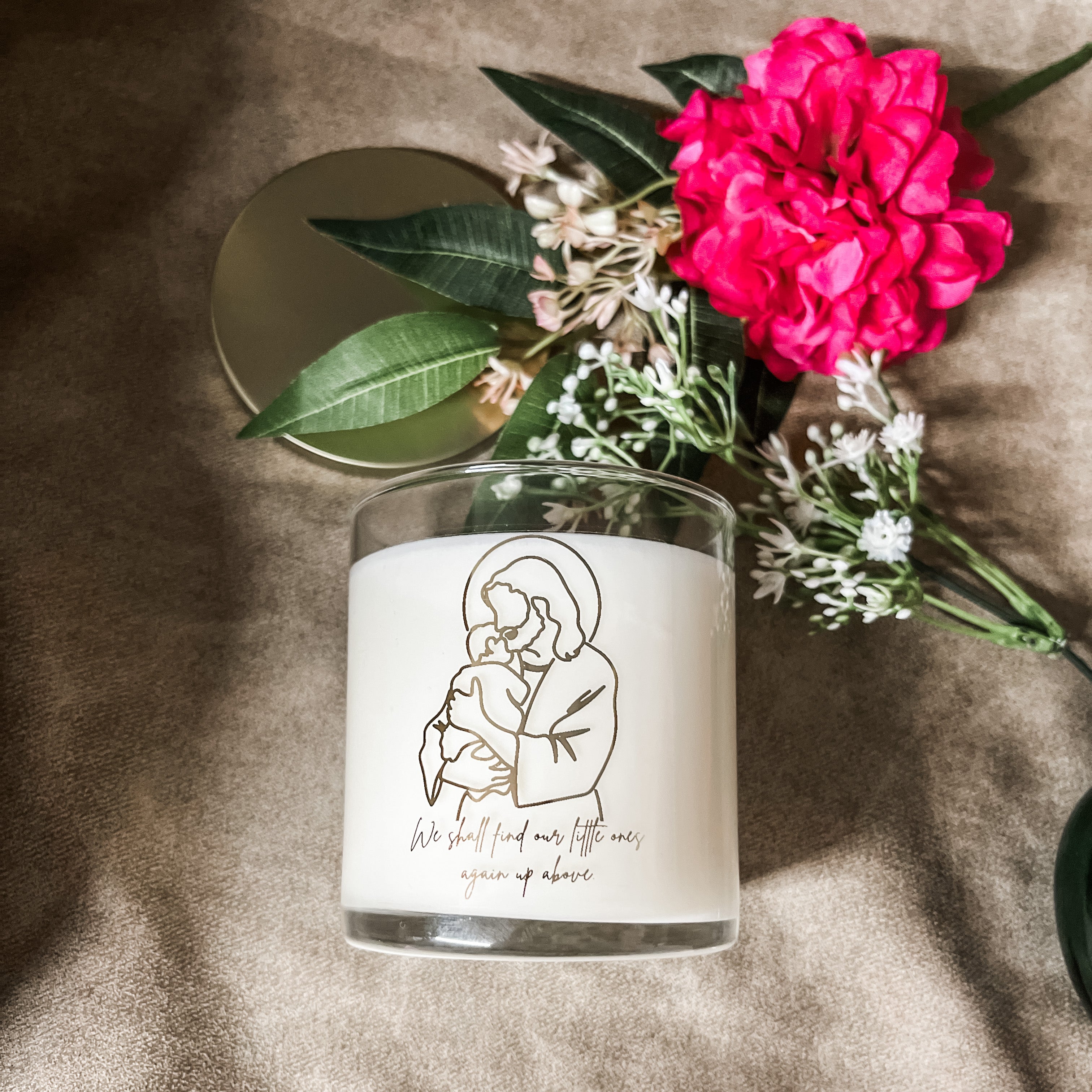 Infant Loss/ Miscarriage Candle “We Shall Find Our Little Ones Again Up Above”