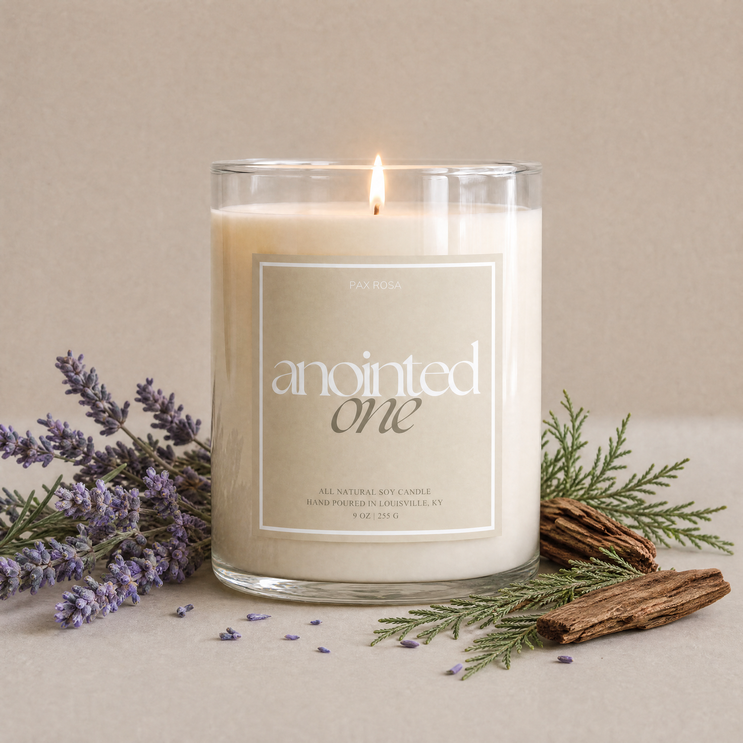 Candle labeled &