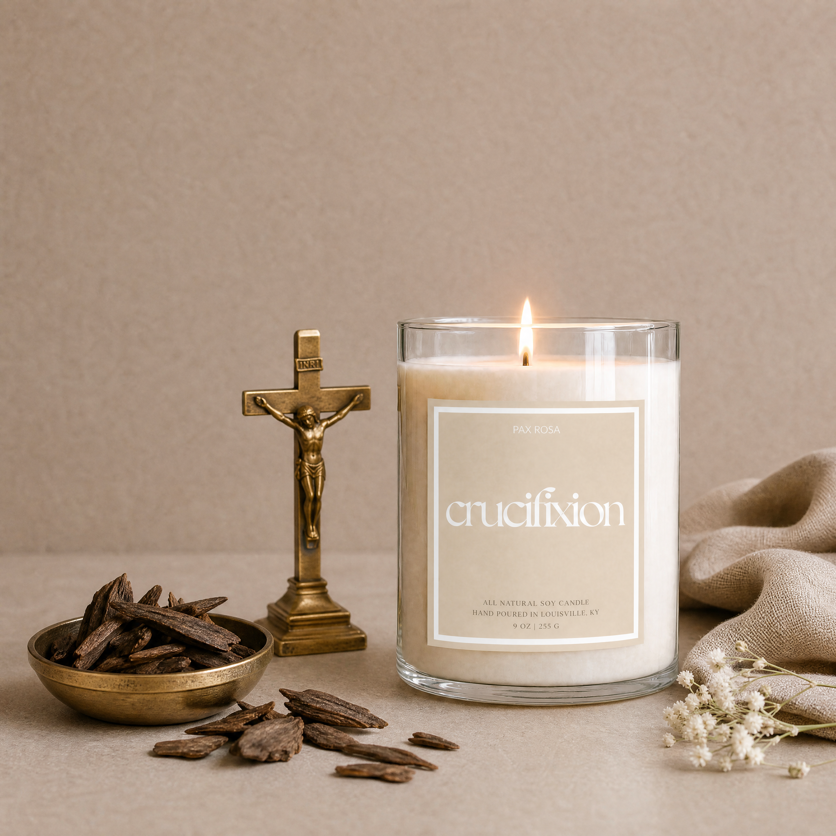 Candle labeled &