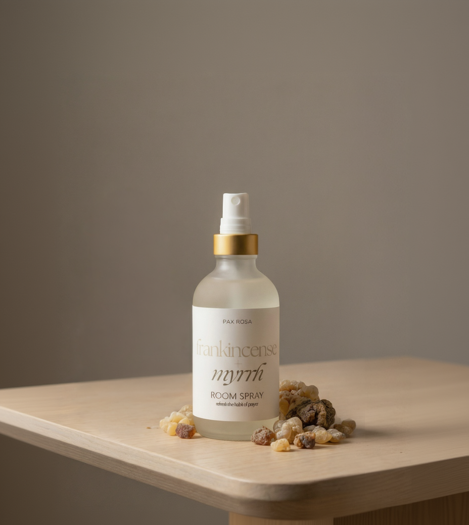 Room spray bottle labeled &