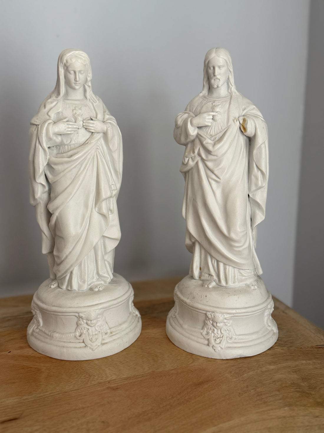 Sacred Heart of Jesus and Immaculate Heart of Mary Bisque Set