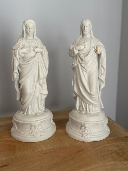 Sacred Heart of Jesus and Immaculate Heart of Mary Bisque Set