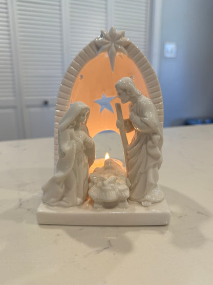 Ceramic Nativity Tealight Holder