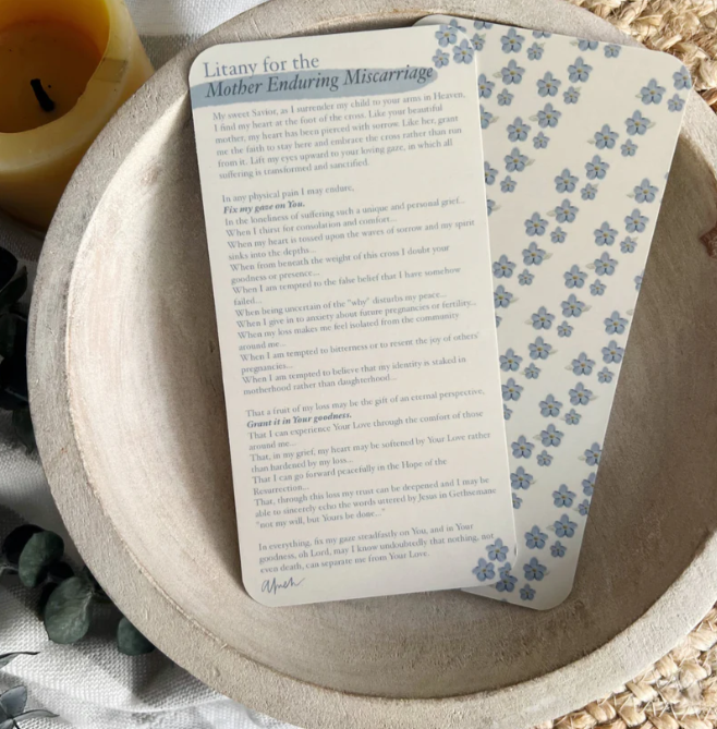 Litany for the Mother Enduring Miscarriage Prayer Card