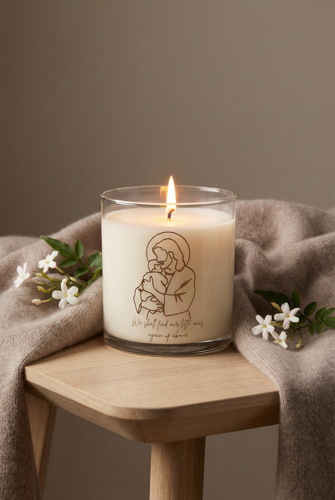 Infant Loss/ Miscarriage Candle “We Shall Find Our Little Ones Again Up Above”